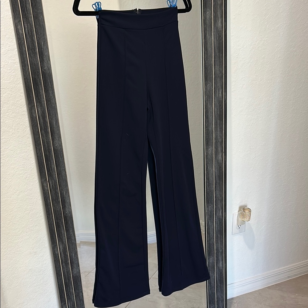 fashion nova navy blue pleated dress pants